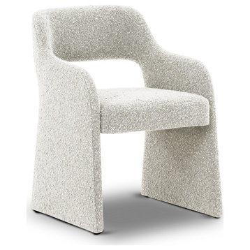 Poly and Bark Chios Dining Chair, Black & White Boucle