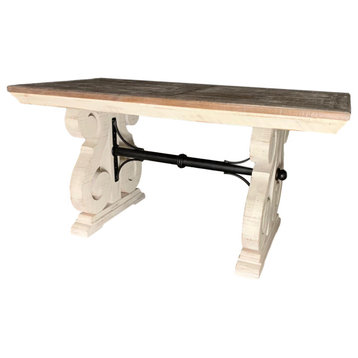 Desk With Side Detail, White With Gray Top