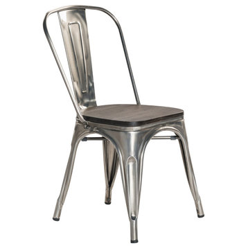 Tradd Metal and Wood Bistro Side Chairs, Set of 4