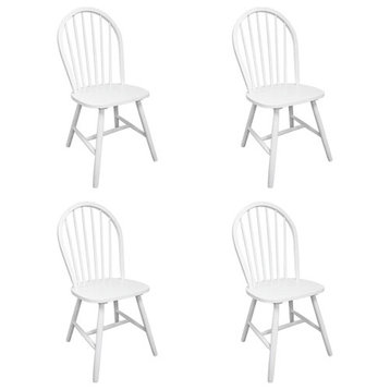 vidaXL 4x Dining Chairs White Solid Wood Rubber Side Chair for Dining Room