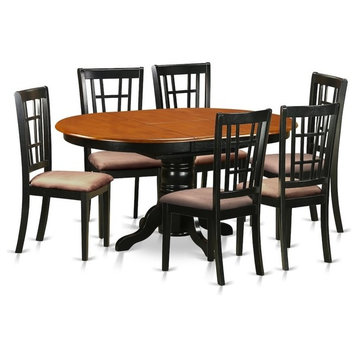 7-Piece Kitchen Table Set, Dining Table And 6 Wooden Kitchen Chairs