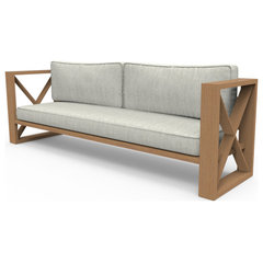 Safavieh Dune Wood And Polyeste Sofa In Natual / Light Gay