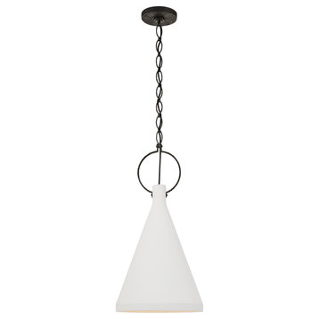 Limoges Medium Tall Pendant in Natural Rust with Plaster White Shade