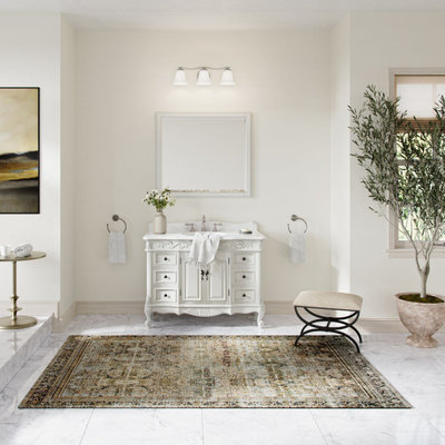 Antique White Traditional Style Single Sink Beckham Bathroom Vanity, White, 42", Single Sink, Freestanding