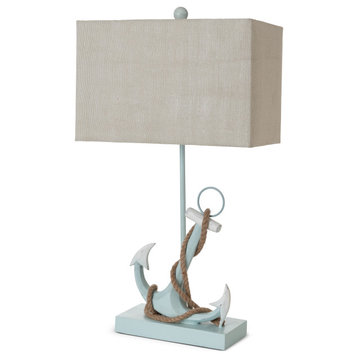 Anchor 28" Distressed Blue Polyresin Coastal Table Lamp, Set of 2