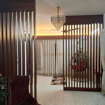 Timber Batten Screen Between Entry and Living, Dhaka