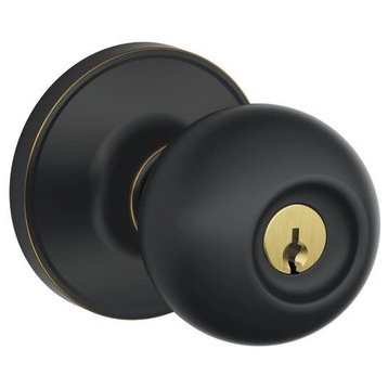 Schlage J54-COR Corona Keyed Entry Single Cylinder Door Knob Set - Aged Bronze