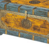 Hand Painted Brass Inlay Solid Wood Storage Trunk