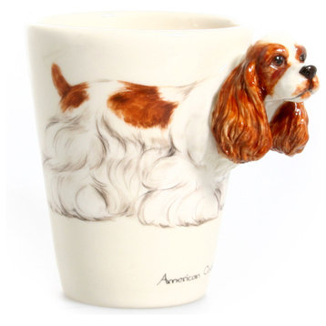 American Cocker 3D Ceramic Mug, White and Brown