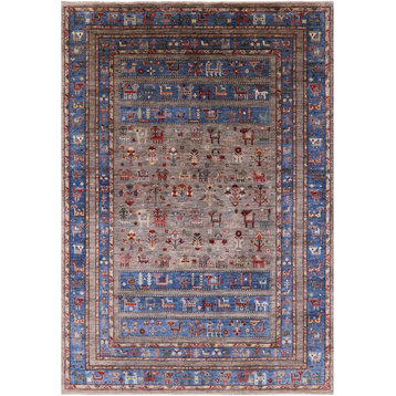 6' 9" X 9' 9" Tribal Persian Gabbeh Handmade Wool Rug - Q14084
