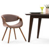 Wayland Mid Century Modern Bentwood Dining Chair, Mocha Woven Fabric