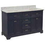 Kitchen Bath Collection - Aria 60" Bathroom Vanity, Marine Gray, Carrara Marble, Double Vanity - The Aria: showroom looks with everyday practicality.