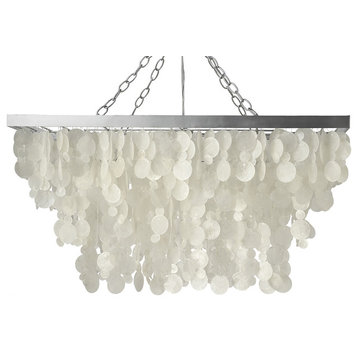 Rectangular Rain Drop Capiz Seashell Chandelier, Natural White