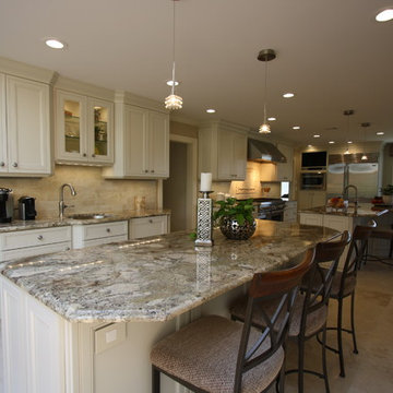 North Caldwell NJ Transitional Kitchen - 2 Islands w-seats - white painted maple