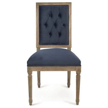 Domani Velvet Louis Side Chair, Blue