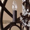 Rustic Weathered Wood Globe Chandelier Metal Crystal Ceiling Light, Medium