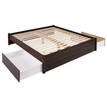 King Select 4-Post Platform Bed With 2 Drawers, Espresso
