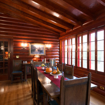 Rustic Storybook Style Quarter Log Siding Lodge
