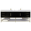 Madison 84" Free Standing Double Sink Vanity with Reinforced Acrylic Sink, High Gloss Black