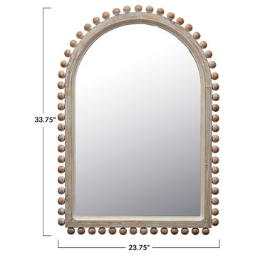 Boho Arched Wood Framed Wall Mirror, Natural