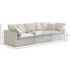 Plush Velvet / Down Standard Comfort 3-Piece Modular Sofa, Cream