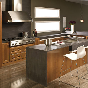 Brown and Silver Modern Kitchen