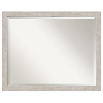 Marred Silver Beveled Wood Wall Mirror 30.5 x 24.5 in.