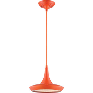 Nuvo Fantom Led Colored Pendant Light W/ Rayon Cord Wire In Orange Finish