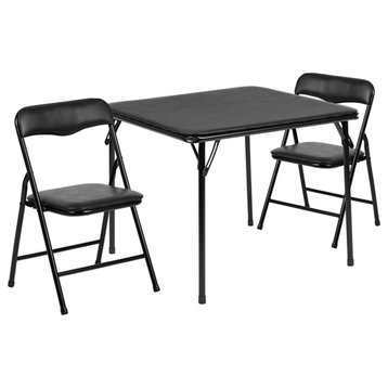 Kids Black 3 Piece Folding Table and Chair Set