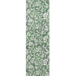 Company C - Camellia Hand-Tufted Indoor/Outdoor Rug, Green, 2'6 X 8' - Intricate space-dyed yarns, hand-spun from a variety of complementing hues, create the gentle watercolor texture of our Camellia flowers in a soft loop pile. Hand-tufted of solution-dyed polyester, this rug is easy to care for; simply clean with water and mild soap. GoodWeave certified.
