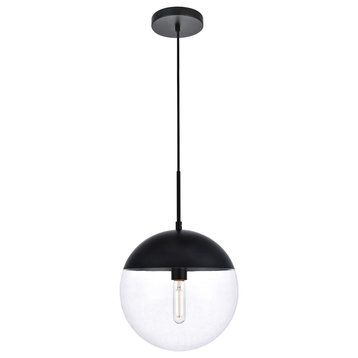 Eclipse 1 Light Pendant, Black And Clear