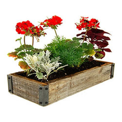 Recycled Barn Wood Planter w/ Flowers - Indoor Pots And Planters