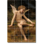 Picture-Tiles.com - William Bouguereau Angels Painting Ceramic Tile Mural #55, 48"x72" - Mural Title: L Amour A L Epine