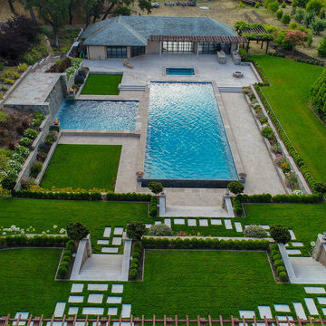 Backyard Development with Pools, Spa and Dive Wall