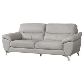 Candace Top Grain Leather Sofa, Gray