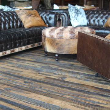 Reclaimed hardwood solid plank T&G with skip marks and circle sawn texture
