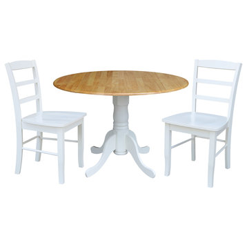 42 in. Dual Drop Leaf Table with 2  Ladder Back Dining Chairs