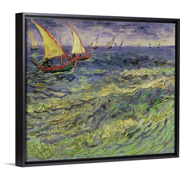 "Seascape at Saintes Maries (View of Mediterranean) 1888" Floating Frame Canv...