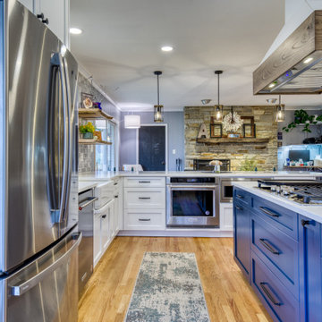 Blue and White Kitchen Design in Forest Hill, MD