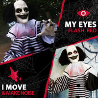 Life-Size Animatronic Clown, Indoor/Outdoor Halloween Decoration