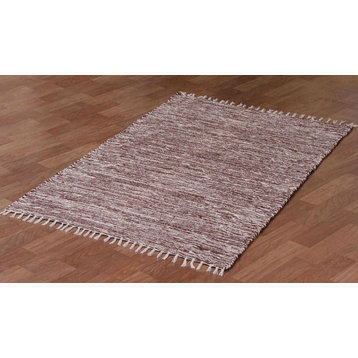 Brown Complex Chenille Flat Weave Rug, 9'x12'