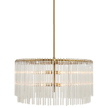 Vienne Brushed Gold Round Chandelier With Glass Rods