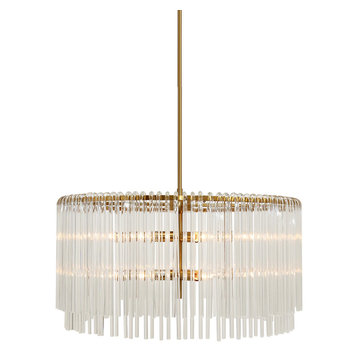 Vienne Brushed Gold Round Chandelier With Glass Rods