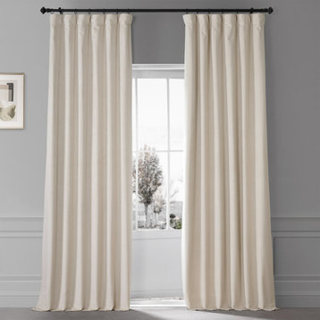 Signature Plush Velvet Blackout Curtain Single Panel, Diva Cream, 50"w X 84"l