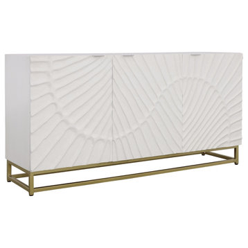 Modern White Storage Credneza With Gold Painted Metal Base