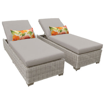 Coast Chaise Set of 2 Outdoor Wicker Patio Furniture Beige