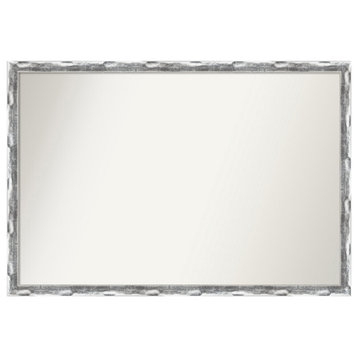 Scratched Wave Chrome Non-Beveled Wall Mirror 38x26 in.