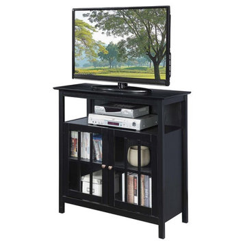 Pemberly Row Traditional Wood TV Stand for TVs up to 42" with Storage in Black