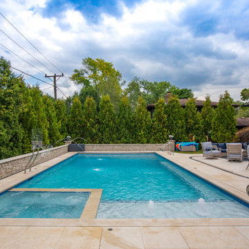 Arlington Heights, IL Rectilinear Swimming Pool with Interior Hot Tub