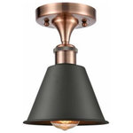 Innovations Lighting - Innovations Lighting 516-1C-AC-M8-BK Smithfield, 1 Light Semi-Flush In - The Smithfield 1 Light Semi-Flush Mount is part ofSmithfield 1 Light S Antique CopperUL: Suitable for damp locations Energy Star Qualified: n/a ADA Certified: n/a  *Number of Lights: 1-*Wattage:100w Incandescent bulb(s) *Bulb Included:No *Bulb Type:Incandescent *Finish Type:Antique Copper
